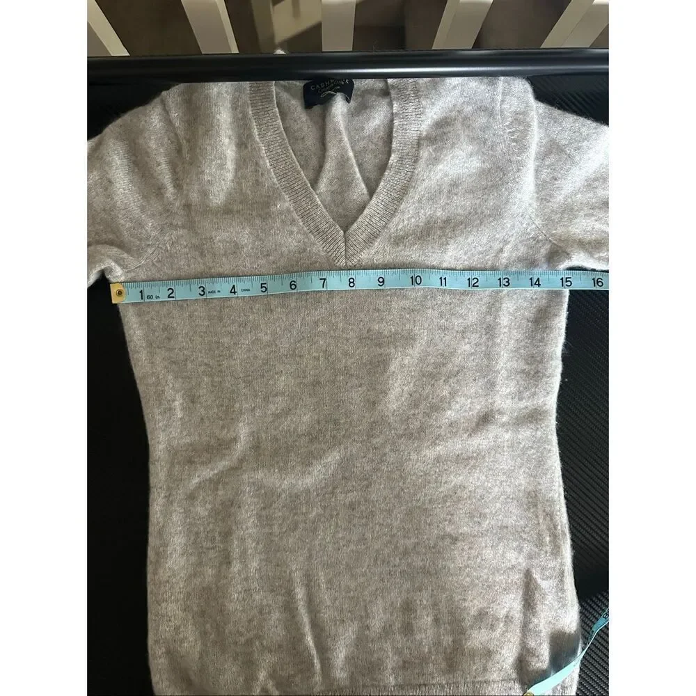 Grey Cashmere V-neck Sweater